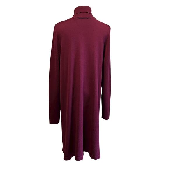 AGB Knit Sweater Dress Burgundy SZ XL Midi Turtle Neck Long Sleeve Minimalist - Picture 7 of 8
